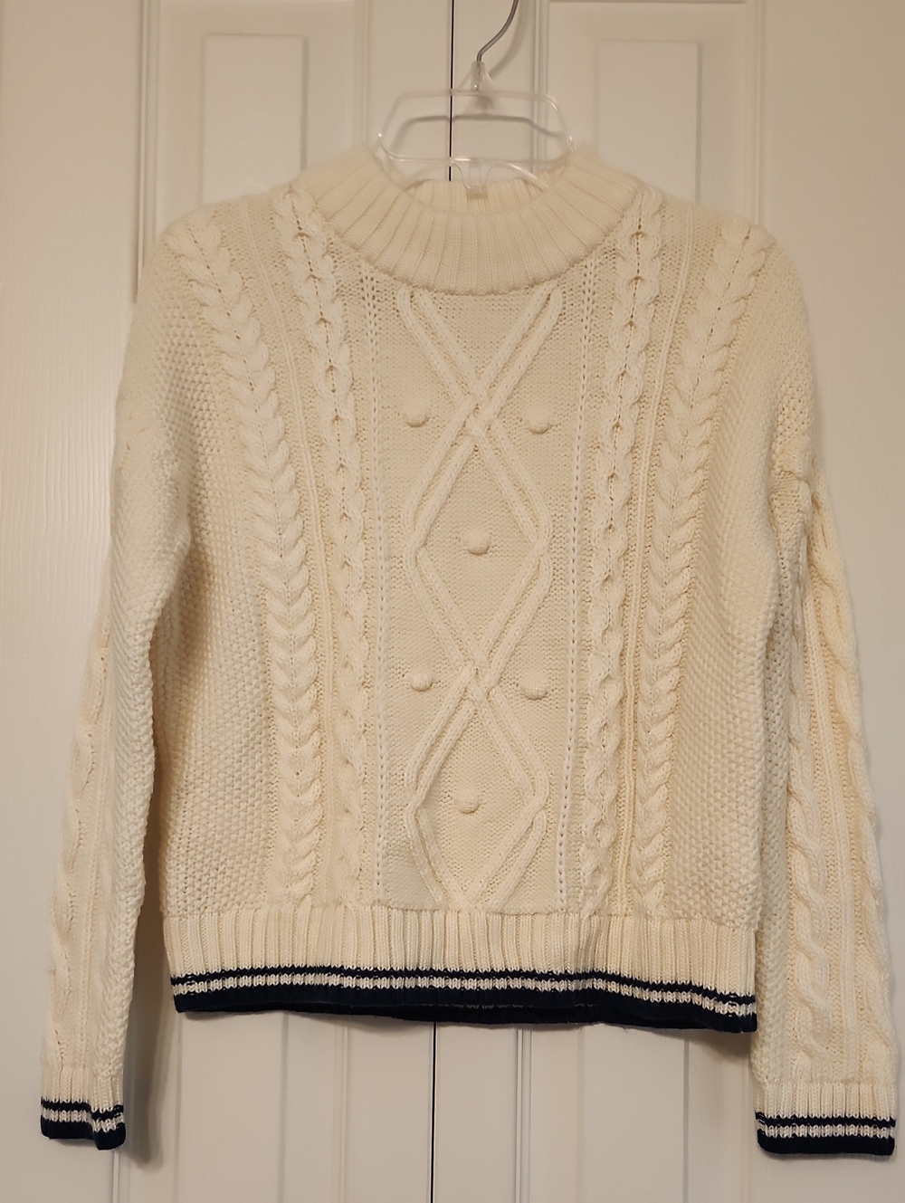 Vineyard Vines Girls Fisherman Cable Knit Trimmed Sweater Size M